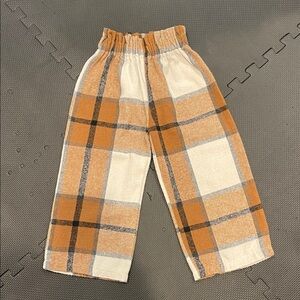 Plaid Kids Bottoms in Orange and Cream